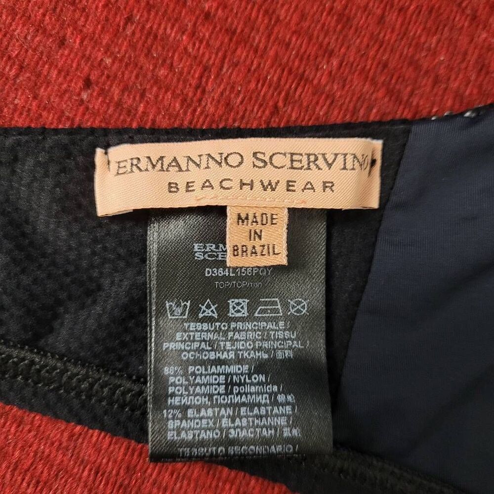 Ermanno Scervino Crystal Embellished Bikini Top Sz 32 XXS/XS Black Halter Design - Picture 4 of 7